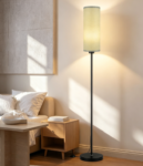 Black dimmable LED floor lamp with remote and foot switch, 3 colour temperatures, 9 W, sleek reading light for living room, bedroom and office