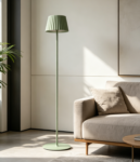 Pistachio green metal outdoor battery LED floor lamp, 1.5 W, 4-way touch dimming